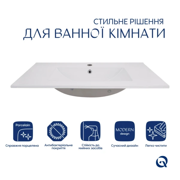 Комплект Albatross: Раковина врізна меблева 820x460x180 мм, White, прямокутна + Донний клапан Pop-up PU02O - 2 фото