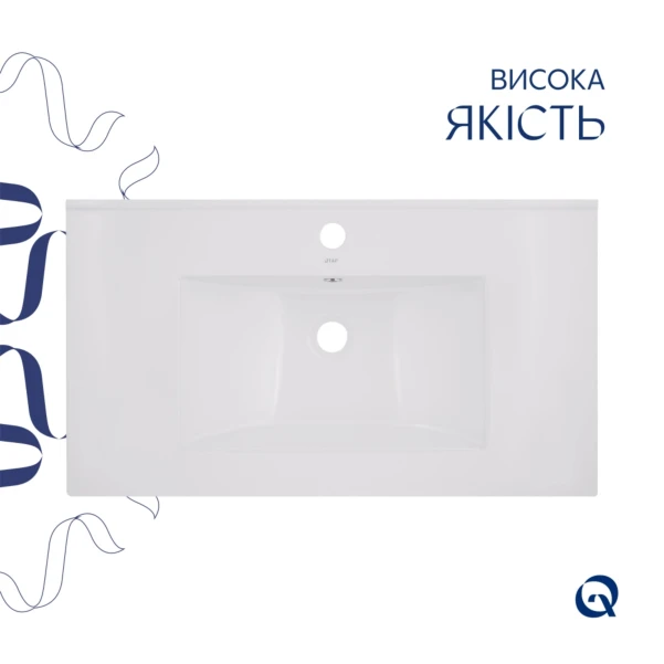 Комплект Albatross: Раковина врізна меблева 820x460x180 мм, White, прямокутна + Донний клапан Pop-up PU02O - 3 фото