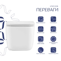 Унітаз підвісний Qtap Gemini Ultra Quiet 485×340×350 мм, White, з сидінням Slim Duroplast / Soft-close / Quick Release QTTAU26W49119 - 2 фото