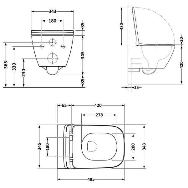 Унітаз підвісний Qtap Gemini Ultra Quiet 485×340×350 мм, White, з сидінням Slim Duroplast / Soft-close / Quick Release QTTAU26W49119 - 1 фото