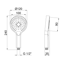 Акционный набор Qtap 1+1=3: Лейка Rucni для ручного душа Matt Black округлая QTRUCA120O3KBB - 1 фото