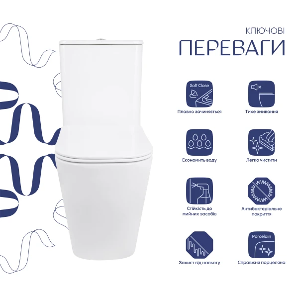 Унитаз напольный Qtap Stork Ultra Quiet 630×350×805 мм с сиденьем Soft-close, White QTSTO27W49260 - 2 фото