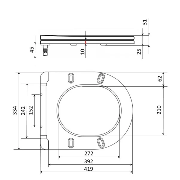 Сиденье для унитаза Qtap (Evia, Arvin, Leo 630) 410x330x22 мм, White, с микролифтом, Slim Duroplast, Quick Release QTSC179W49264 - 1 фото