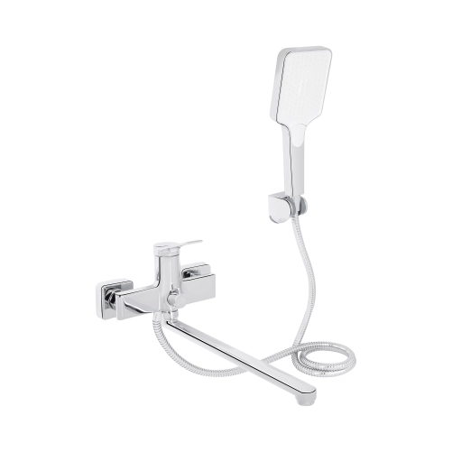 Змішувач для ванни Qtap Arvin з довгим поворотним виливом та душовим гарнітуром QTARV260CRM48641 Chrome