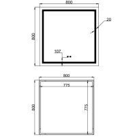 Дзеркало Qtap Mideya (MI1) 800x800 з LED-підсвічуванням Touch, з антизапотіванням, димером, рег. яскравості QT2078NCF808048477 - 1 фото