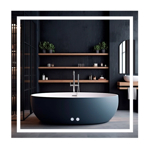 Дзеркало Qtap Mideya (MI1) 800x800 з LED-підсвічуванням Touch, з антизапотіванням, димером, рег. яскравості QT2078NCF808048477