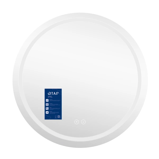 Дзеркало Qtap Mideya (MI6) R900 з LED-підсвічуванням Touch, з антизапотіванням, димером, рег. яскравості QT2078NCR9090W - 2 фото