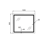 Дзеркало Qtap Mideya MI1) 1200х800 з LED-підсвічуванням Touch, з антизапотіванням, димером, рег. яскравості QT2078F12080 - 1 фото