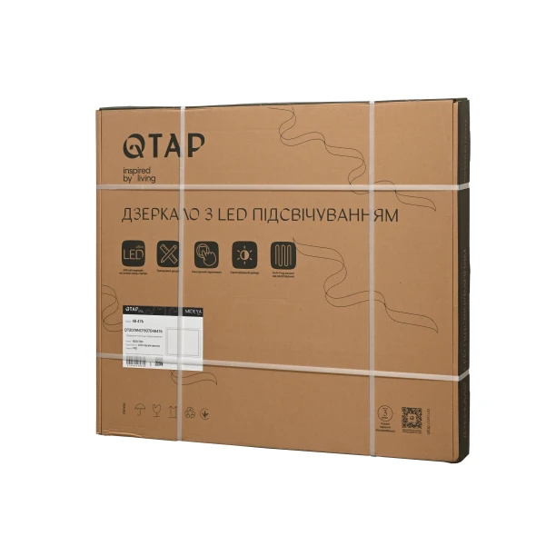 Дзеркало Qtap Mideya (MI2)  800х700 з LED-підсвічуванням Touch, з антизапотіванням, з димером, рег. яскравості QT2078NCF807048476 - 6 фото