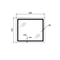 Дзеркало Qtap Mideya (MI2) 900х700 з LED-підсвічуванням Touch, з антизапотіванням, з димером, рег. яскравості QT2078NCF9070 - 1 фото