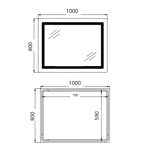 Дзеркало Qtap Cardinal (CA2) 1000х800 з LED-підсвічуванням Touch, з антизапотіванням, з димером, рег. темп. кольору (3000-6500K) QT0478C1008048455 - 1 фото