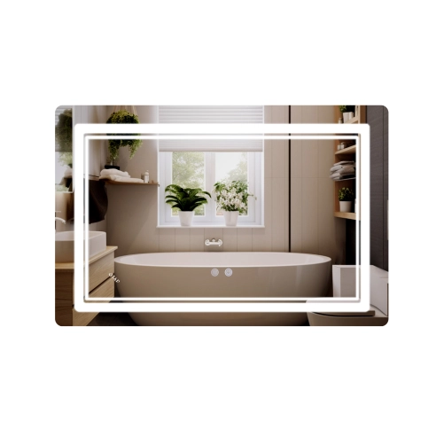 Дзеркало Qtap Cardinal (CA2) 800х600 з LED-підсвічуванням Touch, з антизапотіванням, з димером, рег. темп. кольору (3000-6500K) Reverse QT0478C8060484