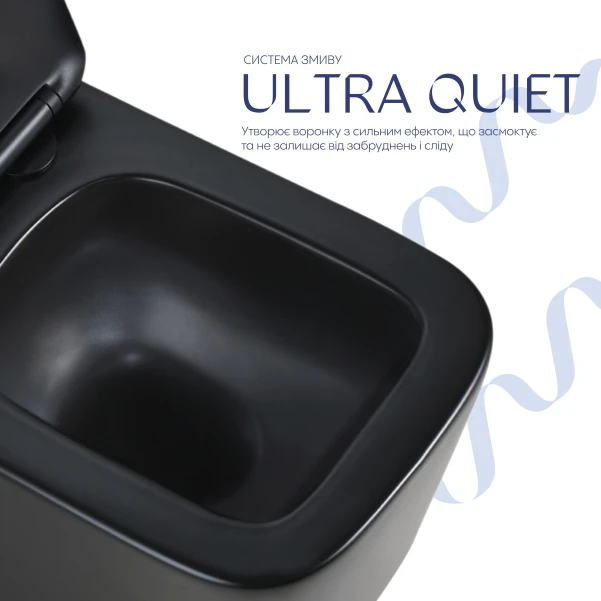 Унитаз подвесной Qtap Crow Ultra Quiet 485×340×290 мм, Matt Black, с сиденьем Slim Duroplast/ Soft-close/ Quick Release QT05335171MB - 4 фото