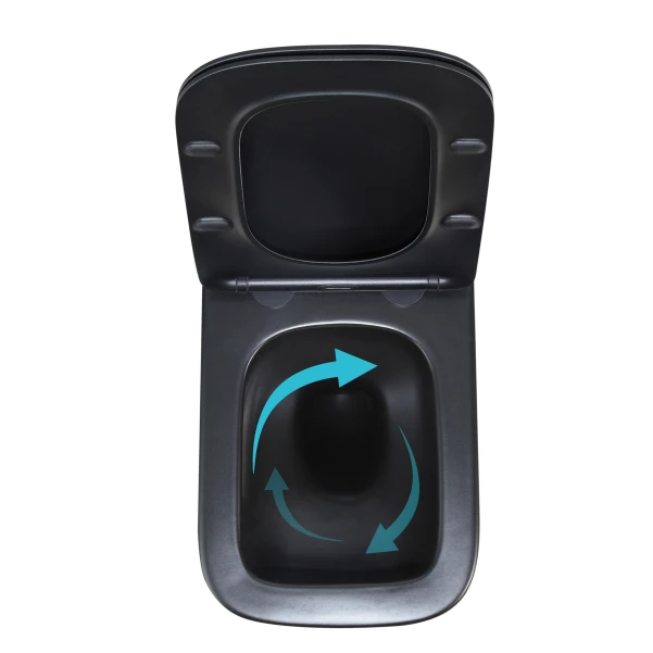 Унитаз подвесной Qtap Crow Ultra Quiet 485×340×290 мм, Matt Black, с сиденьем Slim Duroplast/ Soft-close/ Quick Release QT05335171MB - 5 фото