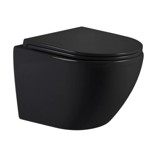 Унітаз підвісний Qtap Jay Ultra Quiet 485х360х320 мм, Matt Black, сидінням Slim Duroplast/ Soft-close/ Quick Relase QT07335177MB