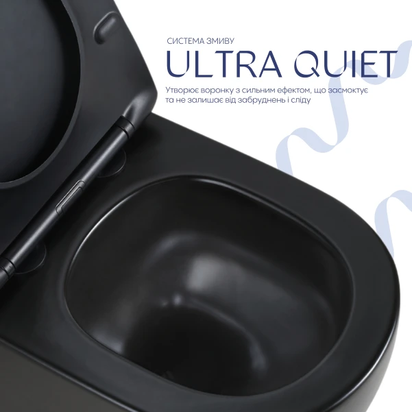 Унітаз підвісний Qtap Jay Ultra Quiet 485х360х320 мм, Matt Black, сидінням Slim Duroplast/ Soft-close/ Quick Relase QT07335177MB - 4 фото
