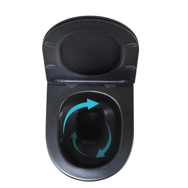 Унітаз підвісний Qtap Jay Ultra Quiet 485х360х320 мм, Matt Black, сидінням Slim Duroplast/ Soft-close/ Quick Relase QT07335177MB - 5 фото
