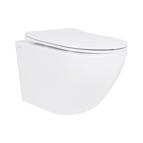 Унітаз підвісний Jay Rimless 485×360×320 мм, White, з сидінням Slim Duroplast/ Soft-close/ Quick Relase QT07335177RW Qtap