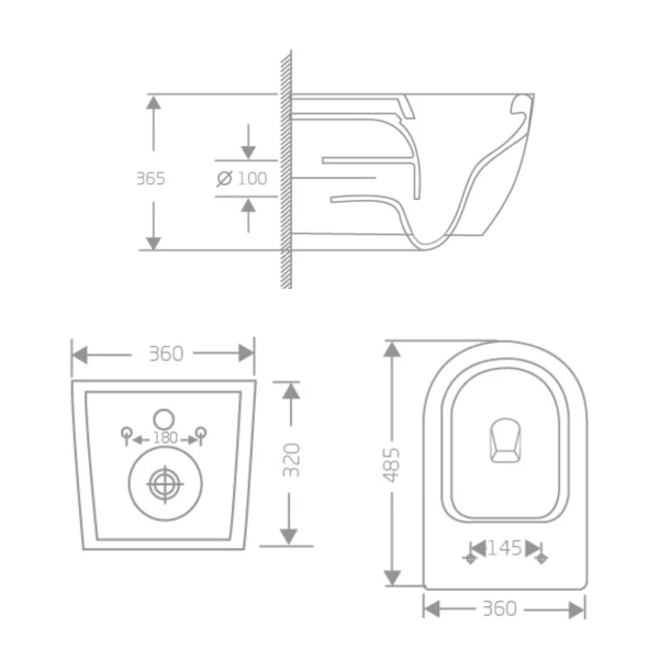 Унитаз подвесной Jay Rimless 485×360×320 мм, White, с сиденьем Slim Duroplast/ Soft-close/ Quick Relase QT07335177RW Qtap - 1 фото