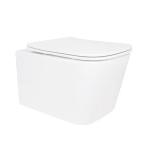 Унитаз подвесной Crow Rimless 485х340х330 мм, White, с сиденьем Slim Duroplast/ Soft-close/ Quick Release QT05335171RW Qtap