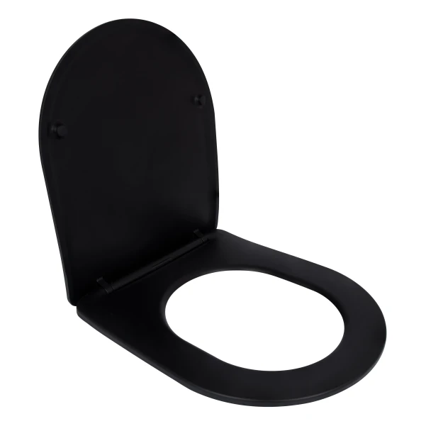 Сидіння для унітаза Qtap (Robin 490) 425x363x50 мм, Matt Black, з мікроліфтом Slim Duroplast, Quick Release QTSC179MB48676 - 2 фото