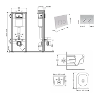 Готовое решение Qtap для ванной комнаты: подвесной унитаз Gemini Ultra Quiet 485×340×350 + комплект инсталляции Nest 4 в 1 (круглая клавиша Satin) - 1 фото
