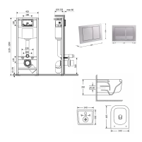 Готовое решение Qtap для ванной комнаты: подвесной унитаз Gemini Ultra Quiet 485×340×350 + комплект инсталляции Nest 4 в 1 (квадратная клавиша Satin) - 1 фото