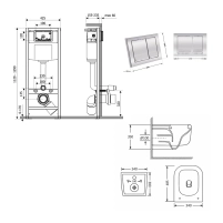 Готове рішення Qtap для ванної кімнати: підвісний унітаз Gemini Ultra Quiet 485×340×350 + комплект інсталяції Nest 4 в 1 (квадратна клавіша Chrome) - 1 фото