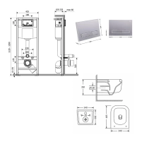 Готовое решение Qtap для ванной комнаты: подвесной унитаз Gemini Ultra Quiet 485×340×350 + комплект инсталляции Nest 4 в 1 (линейная клавиша Satin) - 1 фото