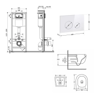 Готовое решение Qtap для ванной комнаты: подвесной унитаз Taurus Ultra Quiet 515×360×350 + комплект инсталляции Nest 4 в 1 (круглая клавиша White) - 1 фото