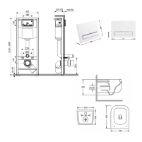 Готове рішення Qtap для ванної кімнати: підвісний унітаз Gemini Ultra Quiet 485×340×350 + комплект інсталяції Nest 4 в 1 (лінійна клавіша White) - 1 фото