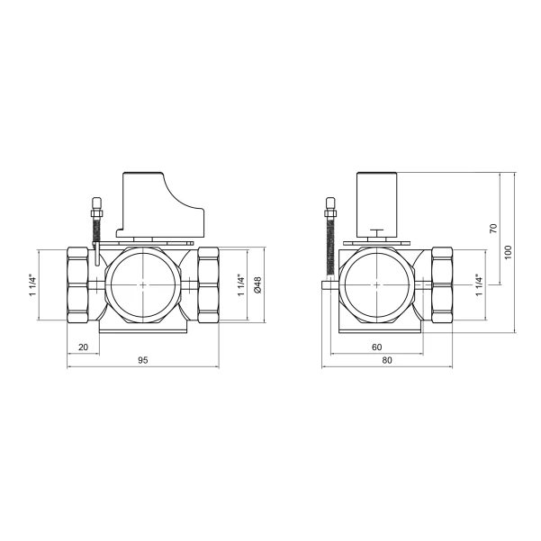 Клапан триходовий Thermo Alliance Standart 1" 1/4 ВР ручний SF363W32 - 1 фото