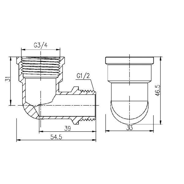 Уголок редукционный Thermo Alliance Forte 3/4"х1/2" ВН SF3702015 - 1 фото