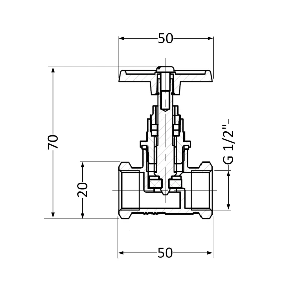 Вентиль латунный SD 15х1/2" ВР (YA) - 1 фото