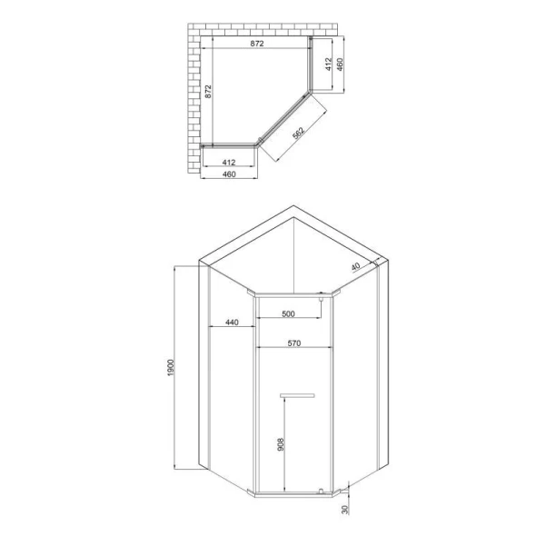 Душова кабіна Lidz Dozorca SC90x90.CRM.LOW.TR, скло прозоре 6 мм без піддона - 1 фото