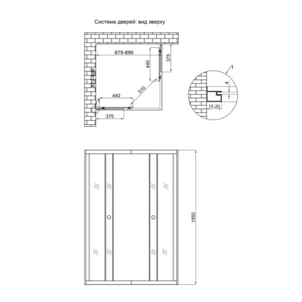 Душевая кабина Lidz Wawel SC90x90.SAT.LOW.DGR, стекло темне тонированное 4 мм без поддона - 1 фото