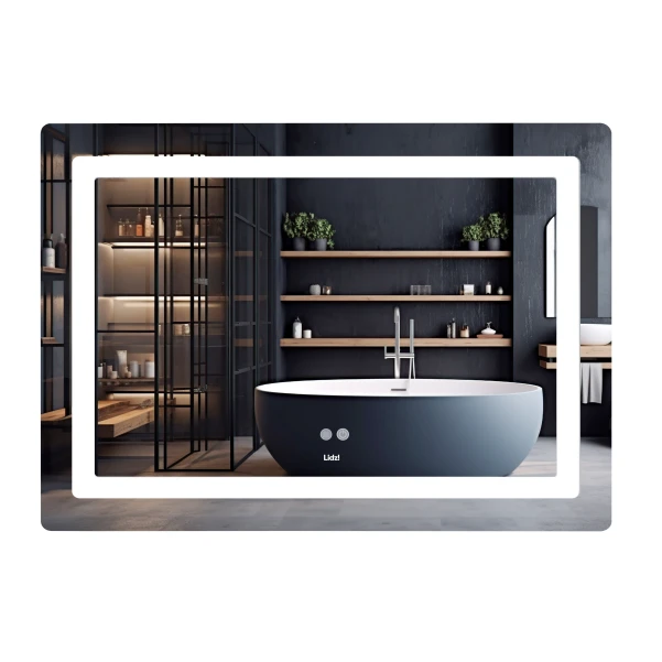 Зеркало Lidz Kubis (KU2) 1200х800 с LED-подсветкой Touch, с антизапотеванием, с диммером, рег. яркости LDKUB120080049007