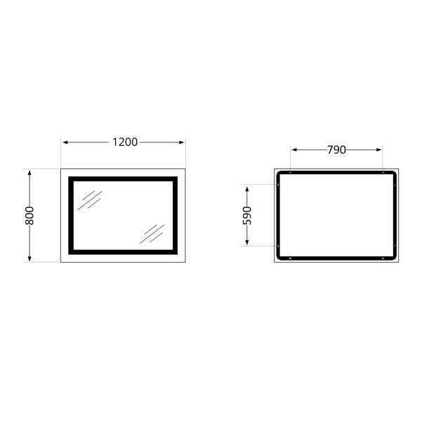 Дзеркало Lidz Kubis (KU1) 1200х800 з LED-підсвічуванням Touch, з антизапотіванням, з димером, рег. яскравості LDKUB120080049008 - 1 фото
