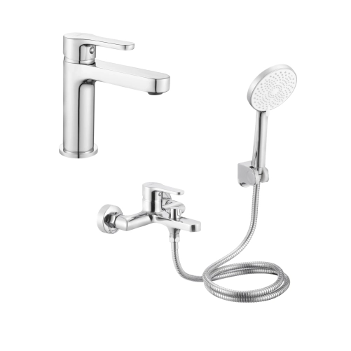 Акционный набор Lidz: Astra 001F Смеситель для раковины LDAST001FCRM48085 + Astra 006 Смеситель для ванны (c душевым гарнитуром) LDAST006CRM48087