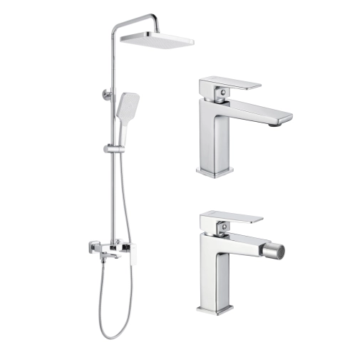 Акционный набор Lidz:Orion 001F Смеситель для раковины низкий+Orion 1030 Душ. система универсальная на три потребителя+Orion 001AF Смеситель для биде