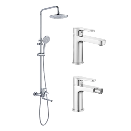 Акционный набор Lidz: Astra Смеситель для раковины + Astra Душевая система универсальная на три потребителя (с изливом) + Astra Смеситель для биде