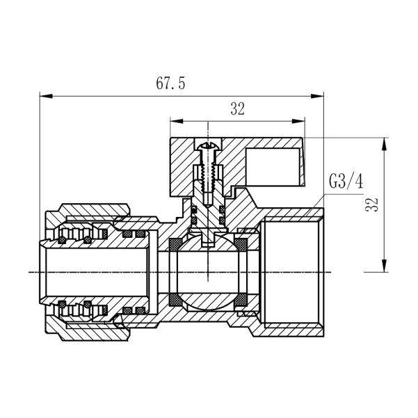 Кран шаровой обжимной Thermo Alliance Forte 20х3/4" ВР SF264W20 - 1 фото
