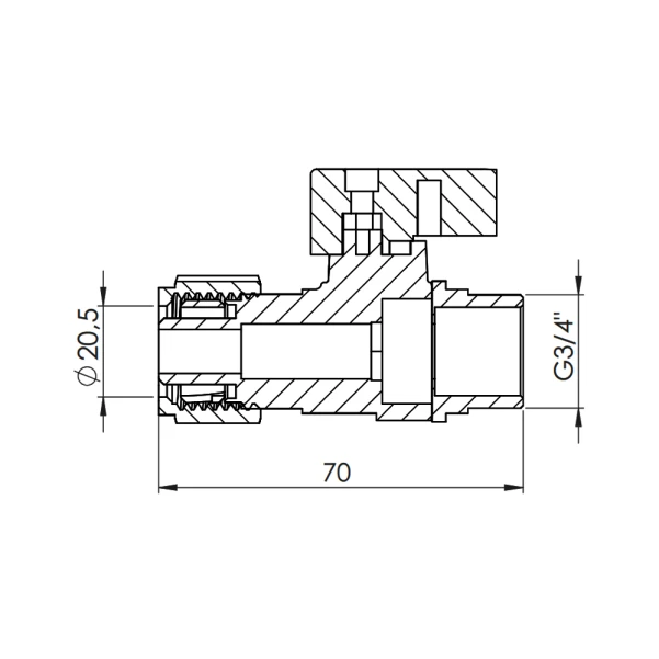Кран кульовий обтискний Thermo Alliance Forte 20х3/4" ЗР SF262W20 - 1 фото