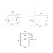 Биде подвесное Qtap Tern 520x350x330 мм, Marble QT17551303GMR - 1 фото
