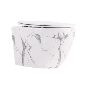 Унитаз подвесной Robin Ultra Quiet 490×365×325 мм, Marble, с сиденьем Slim Duroplast / Soft-close / Quick Release QT13332381АSMR Qtap