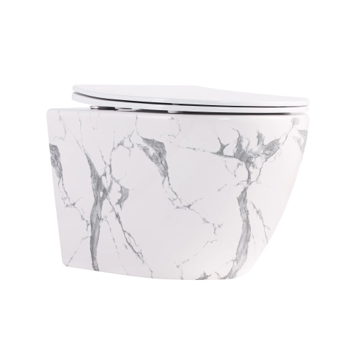 Унитаз подвесной Robin Ultra Quiet 490×365×325 мм, Marble, с сиденьем Slim Duroplast / Soft-close / Quick Release QT13332381АSMR Qtap