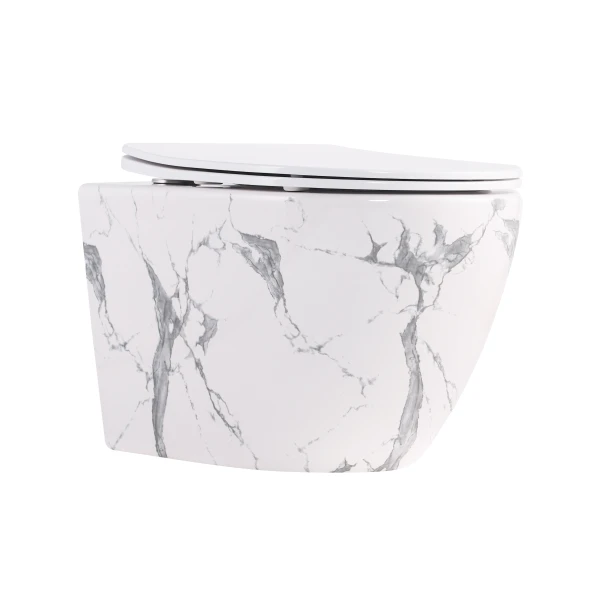 Унітаз підвісний Robin Ultra Quiet 490×365×325 мм, Marble, з сидінням Slim Duroplast / Soft-close / Quick Release QT13332381АSMR Qtap
