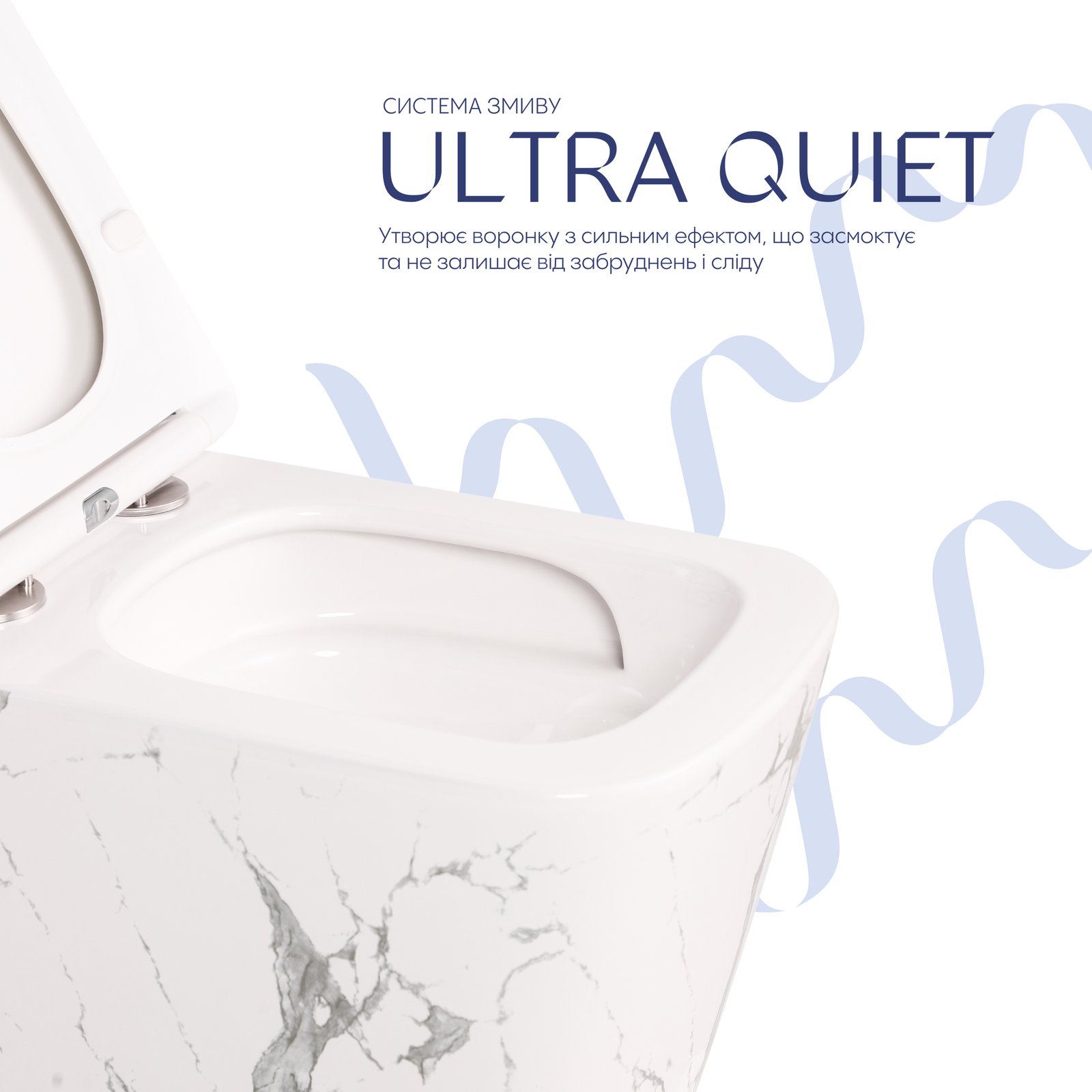 Унітаз підвісний Tern Ultra Quiet 490×365×325 мм, Marble, з сидінням Slim Duroplast / Soft-close / Quick Release QT17332303ASMR Qtap - 4 фото