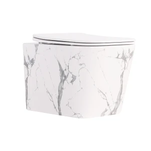 Унитаз подвесной Tern Ultra Quiet 490×365×325 мм, Marble, с сиденьем Slim Duroplast / Soft-close / Quick Release QT17332303ASMR Qtap