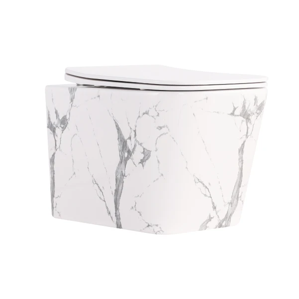 Унітаз підвісний Tern Ultra Quiet 490×365×325 мм, Marble, з сидінням Slim Duroplast / Soft-close / Quick Release QT17332303ASMR Qtap